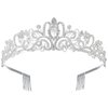 Birthday Tiaras and Crowns for Women Princess Girls Bridal Wedding Prom Queen Pageant Crystal Fashion Headbands with Combs Silver