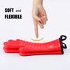 Loveuing Kitchen Oven Gloves - Silicone and Cotton Double-Layer Heat Resistant Oven Mitts/BBQ Gloves/Grill Gloves - Perfect for Baking and Grilling - 1 Pair (One Size Fits Most, Red)