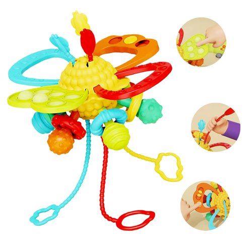 Baby Sensory Teething Toy for 18+ Months, Montessori Teether Toys for Toddlers 2 3 Years Old Educational Learning Birthday Gift Travel Toy for Boy and Girl