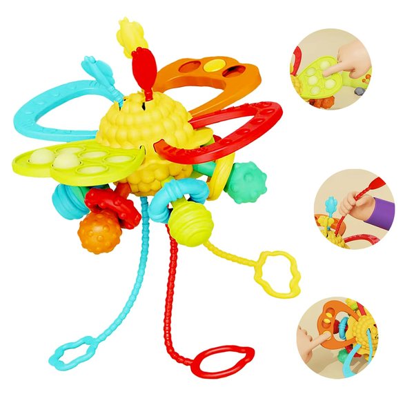 Baby Sensory Teething Toy for 18+ Months, Montessori Teether Toys for Toddlers 2 3 Years Old Educational Learning Birthday Gift Travel Toy for Boy and Girl