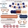 ZERODECO Birthday Decorations for Women, Navy Blue Rose Gold Birthday Party Decorations Happy Birthday Banner Paper Pompoms Balloon for Boys Girls Men Women Birthday Party Decorations Supplies