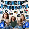 Video Game 11th Birthday Party Decorations for Kids Blue and Black Cheers to Level 11 Banner Hanging Swirls Level Up 11 Balloons Kit for Boys Girls 11 Years Old Game Controller Birthday Supplies Decor