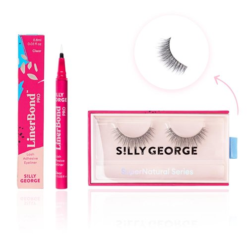 Silly George SuperNatural Series Starter Kit - Pretty Lashes with Adhesive Eyeliner | Clear Band gives Lashes Natural Look | Extra Strong Hold for False Eyelashes (Astra, LinerBond™ Clear)