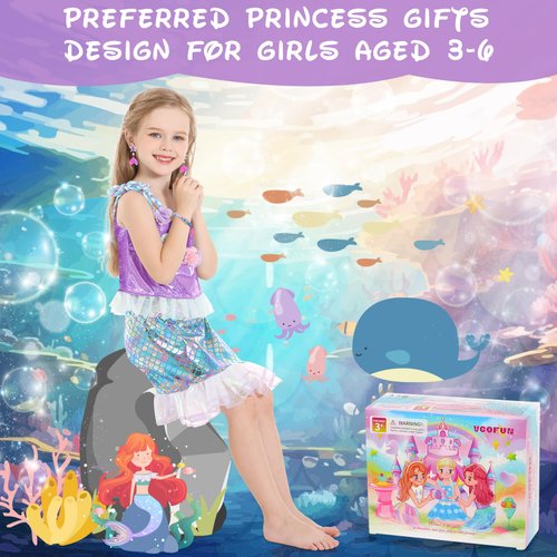 VGOFUN Princess Dress Up Clothes for Little Girls - Princess Dresses for Girls Dress up Trunk, Kids Dress Up Pretend Play Costume Set, Princess Toys Gifts for Birthday Party Age 3-6