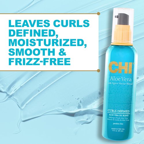 CHI Aloe Vera Oil, Add Strength, Shine & Moisture To Weak Hair, For Curly Hair Types, Sulfate, Paraben, & Cruelty-Free, 3 Oz.