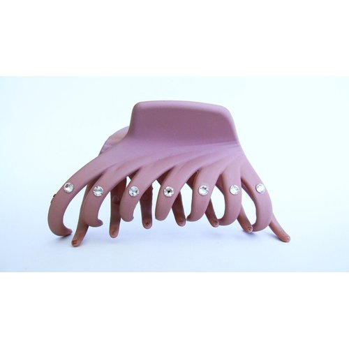 Generic Mauve lavender hair claw clip with crystals for fine thin hair (Crystal choice: With crystals), 1 Count (Pack of 1)
