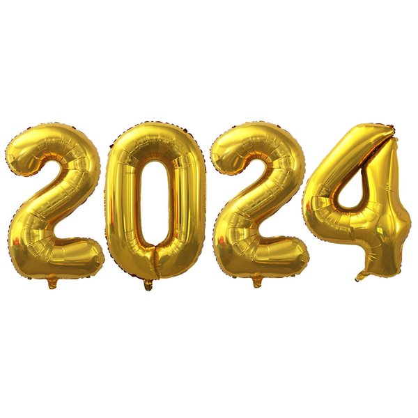 GOER 2024 Foil Number Balloons for 2024 New Year Eve Festival Party Supplies Graduation Decorations (Gold,32 Inch)