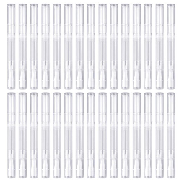 Awpeye 30Pack 3ML Transparent Twist Pens, Empty Nail Oil Pen Brush Cosmetic Lip Gloss Container Applicators