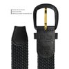 Belts.com Leather Covered Buckle Woven Elastic Stretch Belt, Black, (M(34-36")