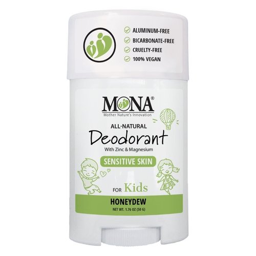 MONA BRANDS 100% Natural Deodorant for Kids | For Girls & Boys | Sensitive Skin | No Baking Soda | No Aluminum | Vegan, Non-GMO, Gluten and Cruelty free (HONEYDEW 1.76 Oz)