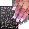 3D Hibiscus Flower Nail Stickers Flowers Nail Decals Summer Nail Art Decoration Pink White Flowers Stickers for Acrylic Nails Tropical Leaves Stickers for Women Nail Art Supplies