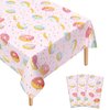 Lianxuia 3 Pcs Donut Plastic Tablecloth, 51 x 86 Inch Donut Party Table Cover, Donut Party Decorations, Suitable for Donut Theme Birthday Party Supplies