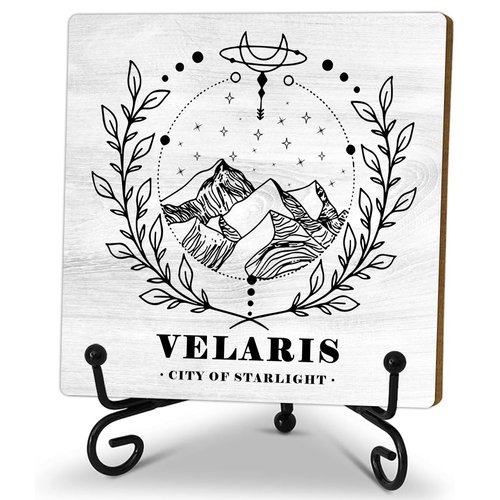 Velaris The City of Starlight, Wood Plaque With A Support Frame, the Night Court Wooden Signs for Home Decor, Book Shelf Decor, Book Lovers Gifts, 5x5 inches-A39