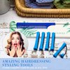 48 Pieces Hair Perm Rods Short Cold Wave Rods Plastic Perming Rods Hair Curling Rollers Curlers with Steel Pintail Comb Rat Tail Comb for Hairdressing Styling Supplies (0.35 Inch, Blue and Dark Blue)