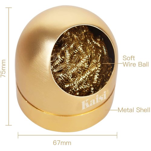 Kaisiking Soldering Iron Tip Cleaner Solder Tip Cleaning Wire and Holder Station Soft Coiled Brass with 3 Pcs Solder Tip Cleaning Wire and 1 Pcs Holder For Cleaning Soldering Irons and Tips