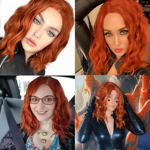 Aicos Short Curly Orange Wig, Heat Resistant 35cm Fashion Ginger Red Wig, Synthetic Curly Auburn Bob Wig Suit for Daily Dress Carnival Party Masquerade Cosplay, Curly Orange Wig with a free Wig Cap