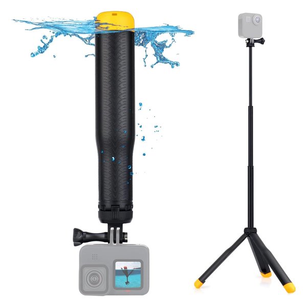 GEPULY 4-in-1 Floating Hand Grip Tripod Underwater Waterproof Selfie Stick Extendable Monopod for GoPro Hero 12 11 10 9 8 7 6 5 4,Insta360,Used as a Floating Tripod,Hand Grip,Selfie Stick,Tripod Stand