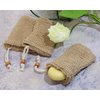 PPhtony 3pcs Soap Bag Net Pouch Saver Pocket Soap Lifting Pads Natural Sisal Jute Foaming Mesh Body Scrubber Bath Exfoliator Exfoliating Drying Soap Holder for Shower Gift DIY Craft (9x14cm, Brown)