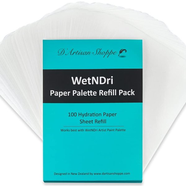 WetNDri Disposable Palette Paper for Acrylic Painting. 100pc Refill Pack Pallet Paper for Stay Wet Palette for Painting Miniatures. Model Warhammer 40K, No Sponge.