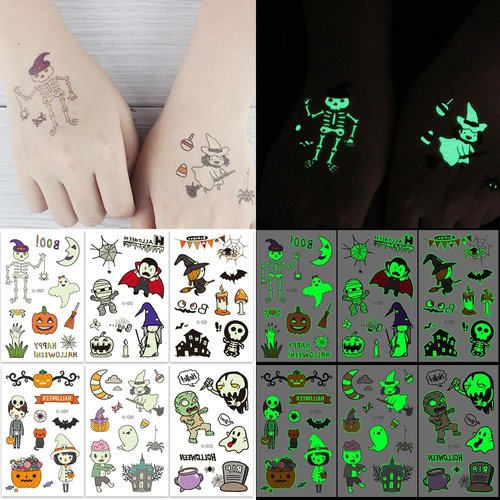 Luminous Temporary Tattoos, 120 Styles Glow Christmas Fake Tattoo Stickers with Snowflake Santa for Kids Christmas Party Supplies Favors Gifts
