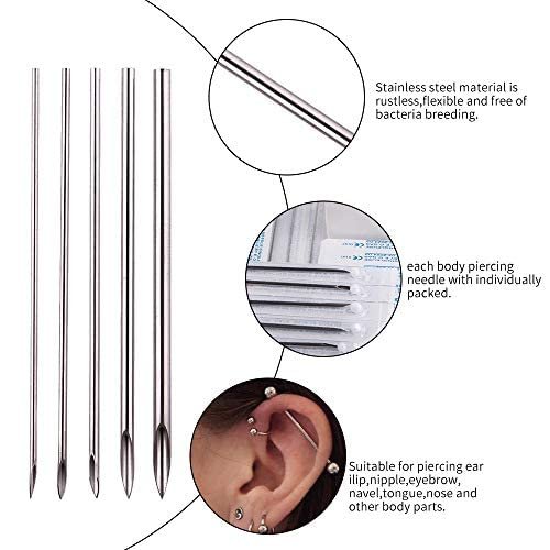 Ear Nose Piercing Needles - 25pcs Mix Body Piercing Needles 12g.14g.16g.18g.20g for Piercing Needle Supplies Piercing Kit