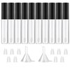 GTHER 10ML Lip Gloss Tubes Empty, Empty Lip Gloss Containers, Clear Refillable Lip Balm Bottles with Rubber Inserts and Funnel for Lip Samples Set of 10 (Matte Black + Transparent)