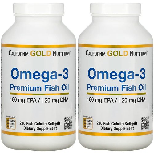 California Gold Nutrition Premium Fish Oil, Omega-3, 180 mg EPA, 120 mg DHA, Concentrated Triglyc...