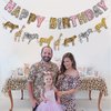 Safari Birthday Decorations Jungle Theme Party Supplies for Girl - Pink Cheetah Happy Birthday Banner, Animal Print Garland, Jungle Safari Animal Leopard Party Sign