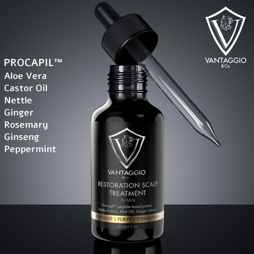 Hair Growth Serum and Scalp Treatment - Hair Loss Treatments for Men – Thickening DHT Blocker Fight Thinning and Alopecia - Contains Ginger Castor Oil Aloe Vera and Peppermint - 1oz