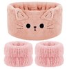 Atoden Cat Ears Spa Headband Wristband Set Cute Animal Skincare Headband Makeup Headband for Washing Face Elastic Face Wash Hair Band for Women Girls Trendy Stuff