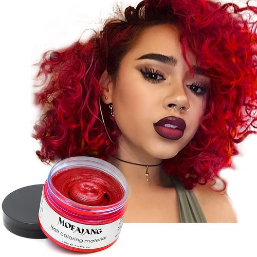 Red Hair Wax Color, SOVONCARE Temporary Dye Wax Natural Hairstyle Cream Hair Pomades for Women & Men Party Cosplay Halloween Date 4.23 oz (Red)