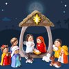 Vercraft 12 Pcs Small Nativity Set Resin Small Christmas Nativity Figurine Christmas Little Nativity Playset Figurine Christmas Manger Scene with Baby Jesus Stable for Xmas Tabletop Indoor Decoration