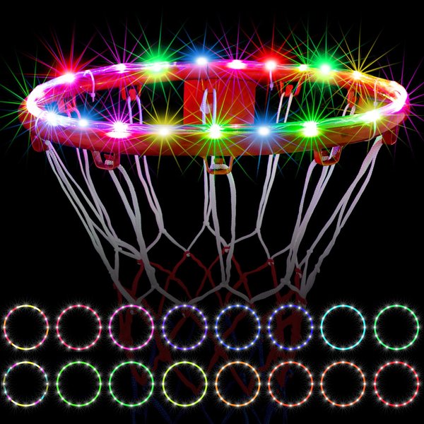 LED Basketball Hoop Lights, Remote Control Waterproof Basketball Rim Lights with 17 Colors and 7 Lighting Modes, Super Bright to Play at Night Outdoors, Good Gift for Christmas Children