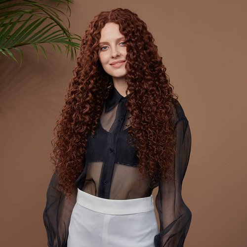 NOBLE STAR Long Curly Lace Front Wigs 30 Inches Middle Part HD Lace Front Wigs with Baby Hair Super Soft Bio Hair Synthetic Wigs for Women 130% Density (Brown Color)