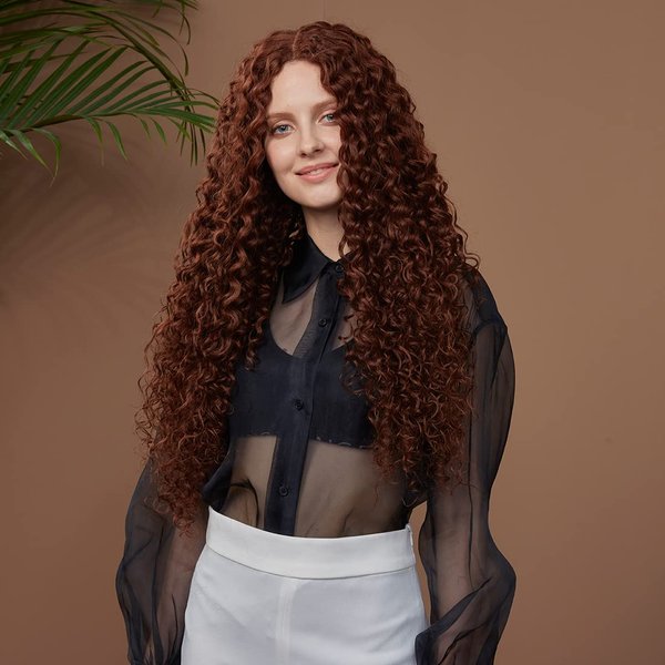 NOBLE STAR Long Curly Lace Front Wigs 30 Inches Middle Part HD Lace Front Wigs with Baby Hair Super Soft Bio Hair Synthetic Wigs for Women 130% Density (Brown Color)