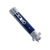 Switchblade Comb Pocket Knife Hair Brush Automatic Push Button Folding Barber (Blue Marble)