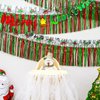 Mega-L Christmas Decorations 2Packs 39Feet Foil Fringe Garland Tinsel Streamers, Red Sliver and Green Jingling Bell Metallic Hanging Backdrop Banner Table Skirts for Parade Floats Golf Cart Holiday