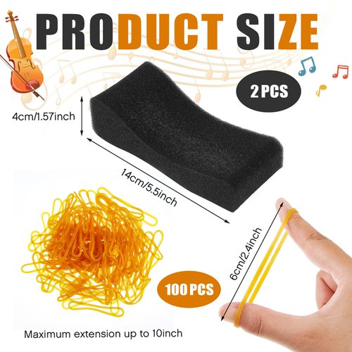 2 Pcs Kids Violin Shoulder Pads Soft Foam Violin Shoulder Rest Violin Sponge Violin Shoulder Pillow with Yellow Rubber Bands for Party Wedding Concerts Player Cushion, 3/4-1/2