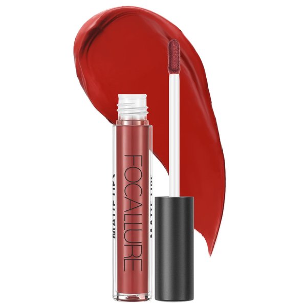 FOCALLURE Ultra Matte Liquid Lipstick,Longwear Rich Lip Colors,Easy to Create a Sexy Lips with High-grade Formula,Long Lasting Waterproof Lipstick Make Up,COQUELICOT