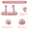 WLLHYF Spa Headband Facial Makeup Head Band Microfiber Soft Coral Fleece Head Wraps Snail Cartoon Cute Hair Accessories Elastic Skincare Hair Band for Women Girls Washing Face Beauty (Pink)