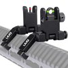 UUQ 45 Degree Offset Fiber Optic Iron Sights,Flip Up Front Rear Sites with Red&Green Dot,BUIS Backup Sight Set for Airsoft Gun, Tool-Free Adjustable Front Sight Rapid Transition,Fits Picatinny Rails