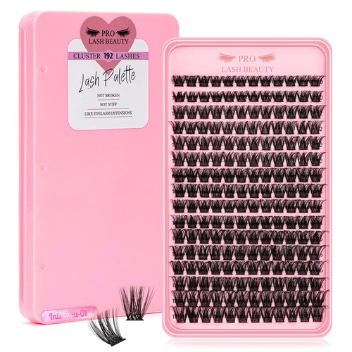 Lash Clusters, 192 Pcs Individual Cluster Lashes DIY Lash Extension 10-18mm Eyelash Clusters Volume Wispy Lashes Super Thin Band Reusable Soft & Comfortable(Into You-01,D-Mix)
