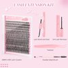 PITHER DIY Lash Extension Kit, Eyelash Extension Kit 280PCS 40D Mix 9-16mm Individual Lash Clusters Kit with Applicator Bond and Seal Lash Glue Lash Extension Remover Tweezer