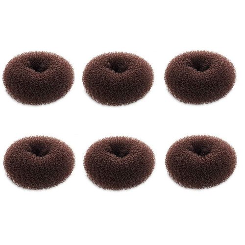 Extra Small Bun Makers for Kids, 6 PCS Chignon Donut Sock Forms for Girls, Mini Doughnut Shapers for Short and Thin Hair (2 Inch, Dark Brown)