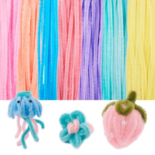 Beadthoven 200Pcs 7 Colors Pipe Cleaners 5.5mm x 12 Inch Chenille Stems Colorful Pipe Cleaners Craft Supplies Fuzzy Sticks Bulk for Arts DIY Crafts Creative Projects Decorations (Light Color)