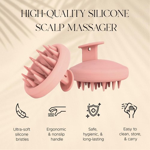 Olegna Scalp Massager Hair Growth Brush - Silicone Hair Scalp Massager - Shower & Shampoo Scalp Massager - Non slip Head Scrubber - Safe & Hygienic, Easy to Clean - Pink