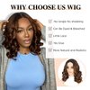 WIGER Short Big Curly Lace Front Wigs Loose Wave Wig Short Wavy Bob Wigs for Black Women Ombre Brown Middle Part Shoulder Length Wig Synthetic Wigs