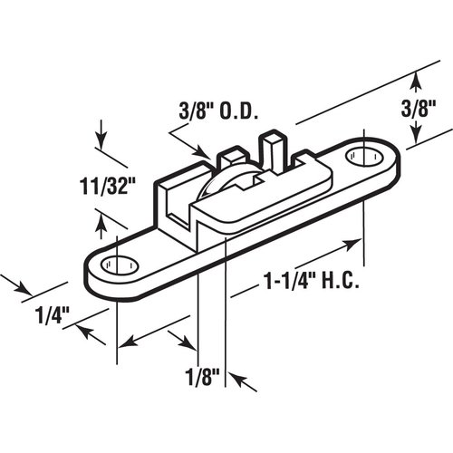 Prime-Line G 3038 3/8 In. Steel Flat-Edge Sliding Window Roller Assembly, Tom Rays (4 Pack)