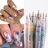 Nail Art Graffiti Pen Set 12Pcs Waterproof Painting Marker Pen Black White Drawing Gel Liners Quick Dry Dotting Pen Nails Professional Material For Manicure