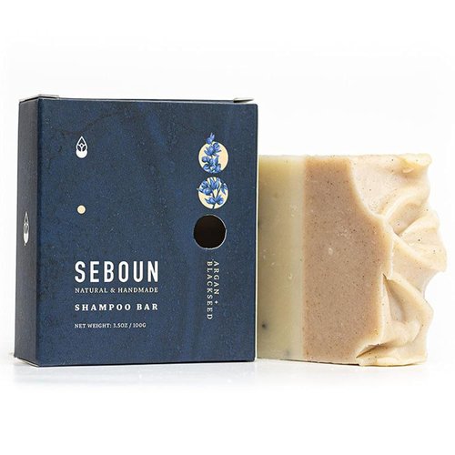 Seboun Argan & Black Seed Shampoo - 100% Natural Shampoo Bar – Handmade with Olive Oil & Coconut Oil – 3.5oz Bar